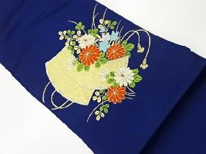 秋草に軾模様織出し名古屋帯